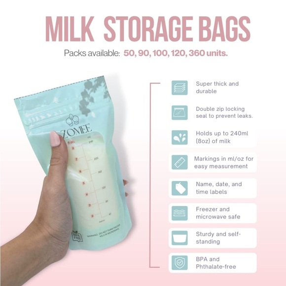 NIP Zomee 8oz Breastmilk Storage Bags, 360 Count - Picture 4 of 4